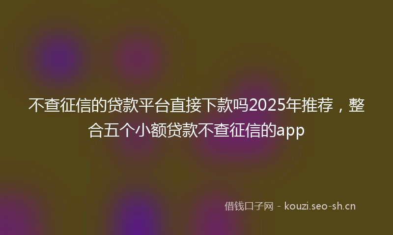 不查征信的贷款平台直接下款吗2025年推荐，整合五个小额贷款不查征信的app