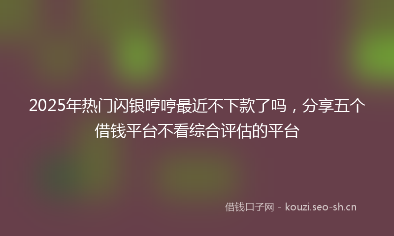 2025年热门闪银哼哼最近不下款了吗,分享五个借钱平台不看综合评估的平台