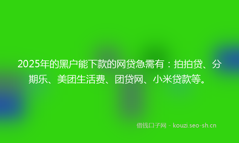 2025年的黑户能下款的网贷急需有:拍拍贷、分期乐、美团生活费、团贷网、小米贷款等。