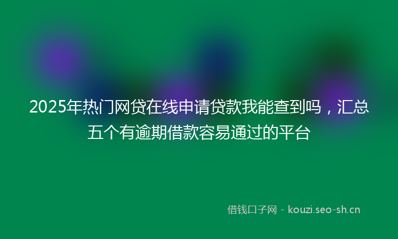 2025年热门网贷在线申请贷款我能查到吗，汇总五个有逾期借款容易通过的平台