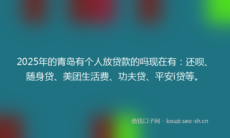2025年的青岛有个人放贷款的吗现在有:还呗、随身贷、美团生活费、功夫贷、平安i贷等。