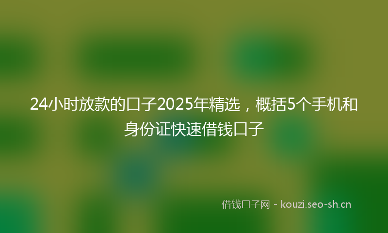 24小时放款的口子2025年精选，概括5个手机和身份证快速借钱口子