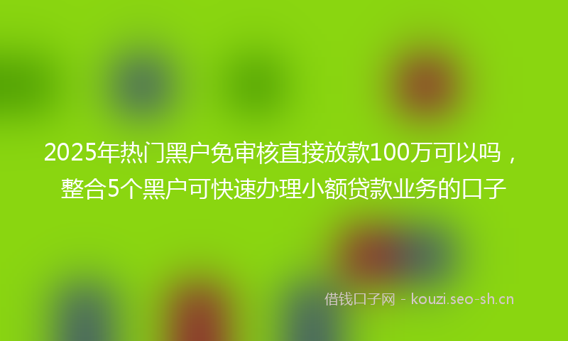 2025年热门黑户免审核直接放款100万可以吗，整合5个黑户可快速办理小额贷款业务的口子