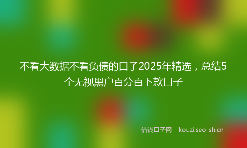 不看大数据不看负债的口子2025年精选，总结5个无视黑户百分百下款口子