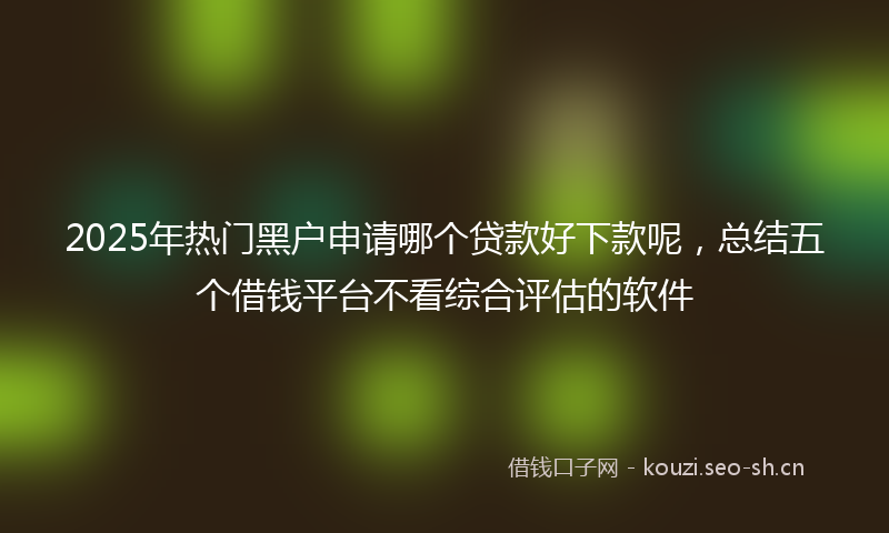 2025年热门黑户申请哪个贷款好下款呢，总结五个借钱平台不看综合评估的软件