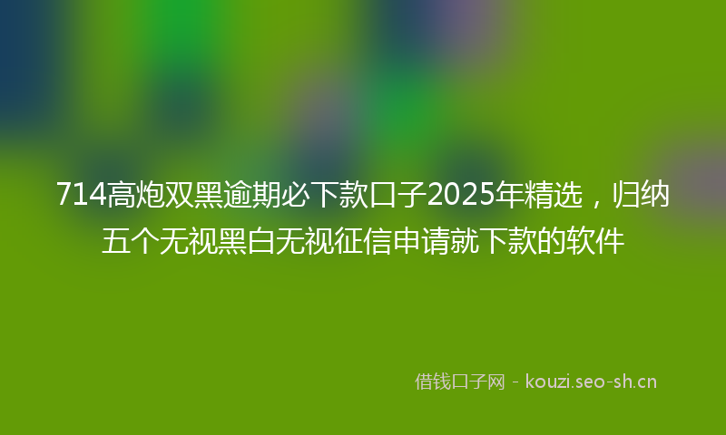 714高炮双黑逾期必下款口子2025年精选，归纳五个无视黑白无视征信申请就下款的软件