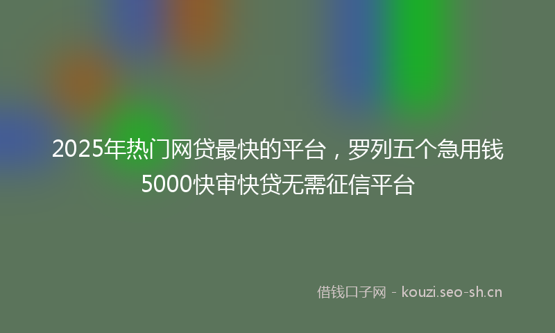 2025年热门网贷最快的平台，罗列五个急用钱5000快审快贷无需征信平台
