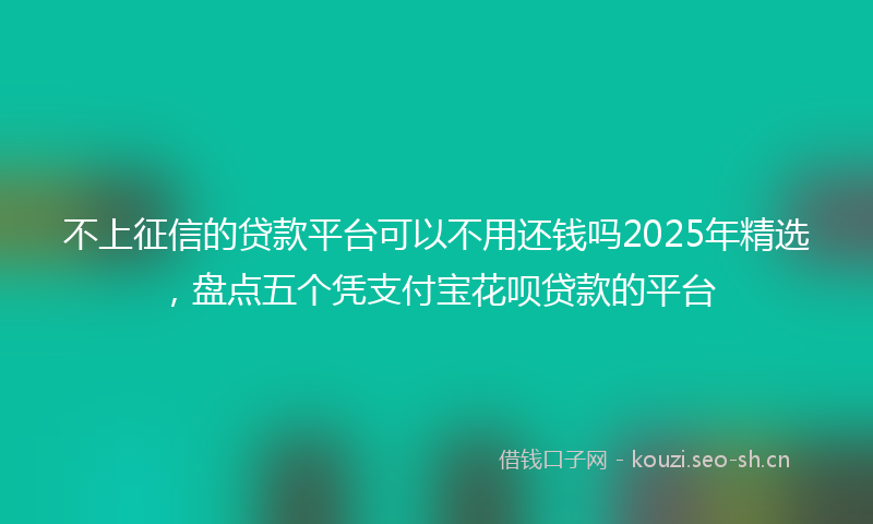 不上征信的贷款平台可以不用还钱吗2025年精选,盘点五个凭支付宝花呗贷款的平台