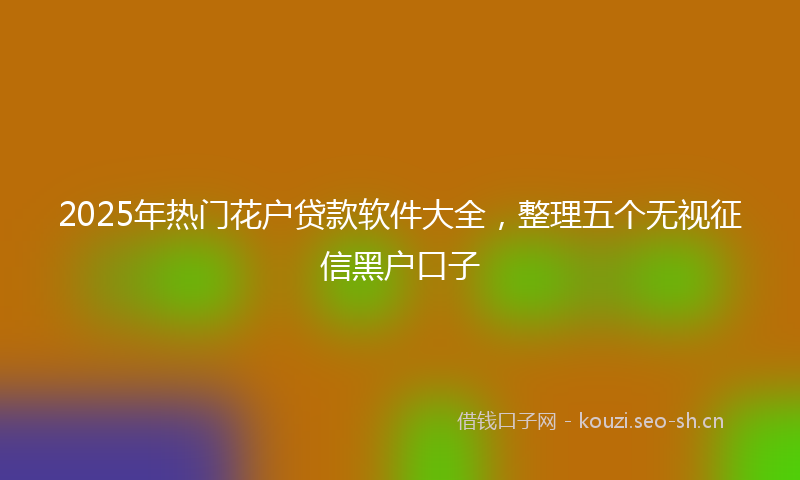 2025年热门花户贷款软件大全，整理五个无视征信黑户口子