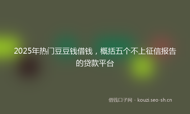 2025年热门豆豆钱借钱，概括五个不上征信报告的贷款平台