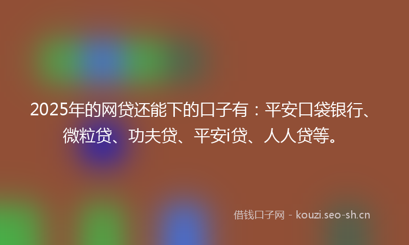 2025年的网贷还能下的口子有：平安口袋银行、微粒贷、功夫贷、平安i贷、人人贷等。