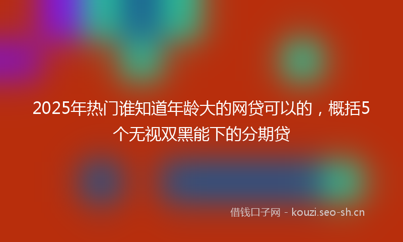 2025年热门谁知道年龄大的网贷可以的，概括5个无视双黑能下的分期贷