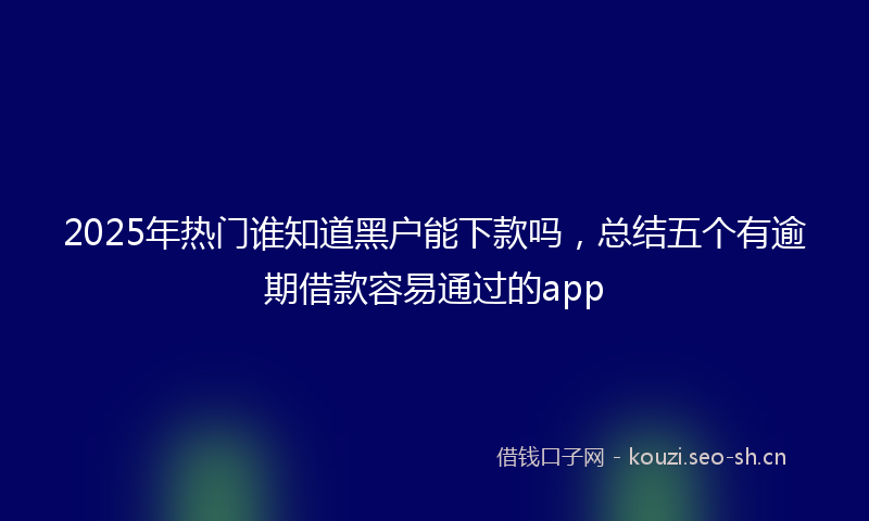 2025年热门谁知道黑户能下款吗，总结五个有逾期借款容易通过的app