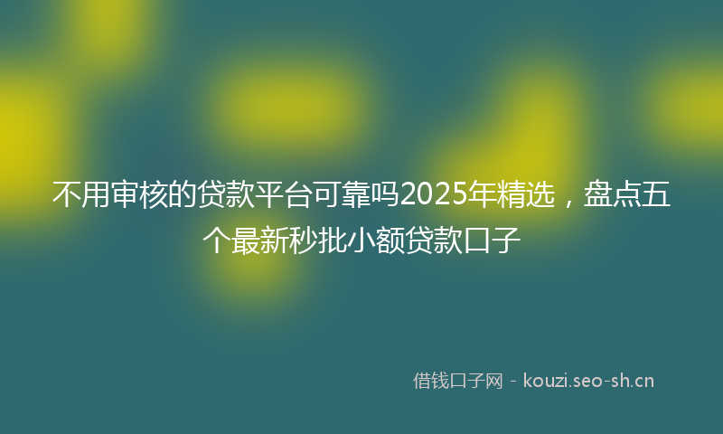 不用审核的贷款平台可靠吗2025年精选，盘点五个最新秒批小额贷款口子