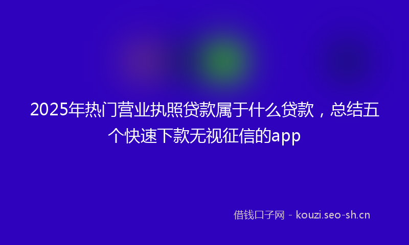 2025年热门营业执照贷款属于什么贷款，总结五个快速下款无视征信的app