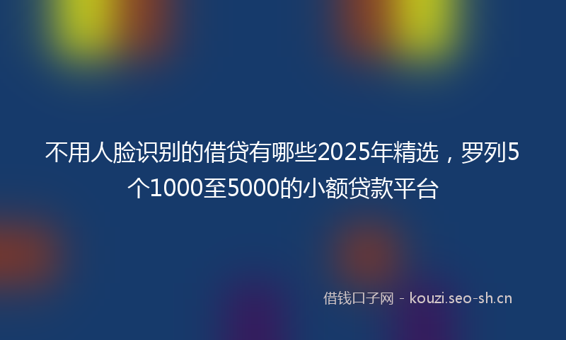 不用人脸识别的借贷有哪些2025年精选，罗列5个1000至5000的小额贷款平台