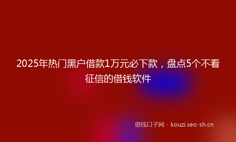 2025年热门黑户借款1万元必下款，盘点5个不看征信的借钱软件