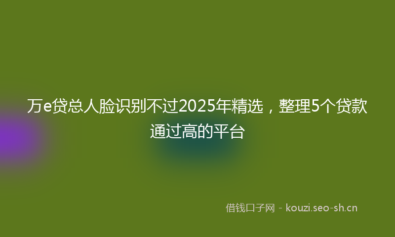 万e贷总人脸识别不过2025年精选,整理5个贷款通过高的平台