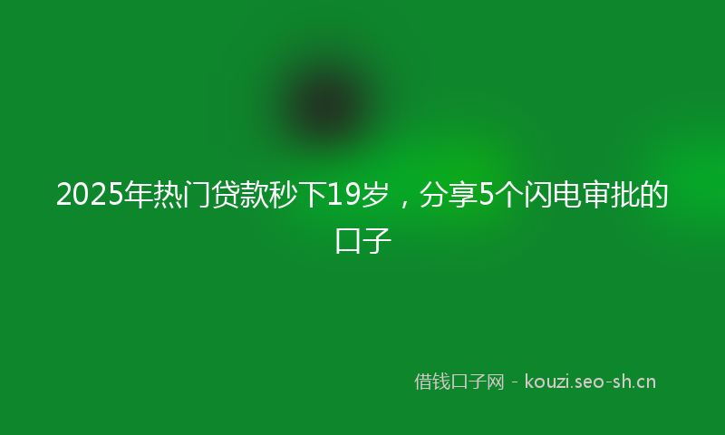 2025年热门贷款秒下19岁，分享5个闪电审批的口子