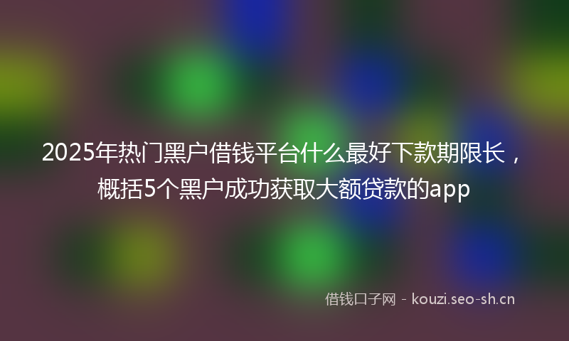 2025年热门黑户借钱平台什么最好下款期限长，概括5个黑户成功获取大额贷款的app