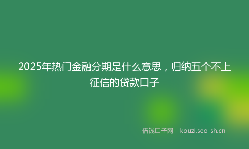 2025年热门金融分期是什么意思，归纳五个不上征信的贷款口子