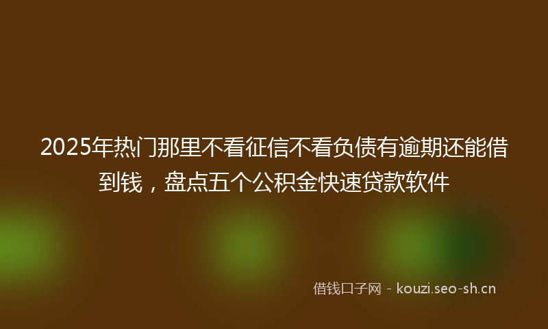 2025年热门那里不看征信不看负债有逾期还能借到钱，盘点五个公积金快速贷款软件
