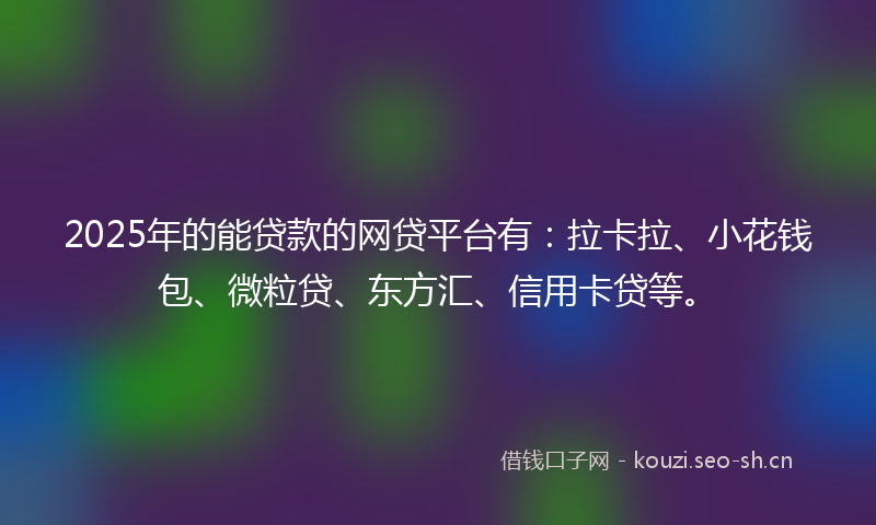 2025年的能贷款的网贷平台有:拉卡拉、小花钱包、微粒贷、东方汇、信用卡贷等。