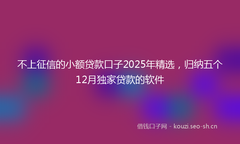不上征信的小额贷款口子2025年精选，归纳五个12月独家贷款的软件