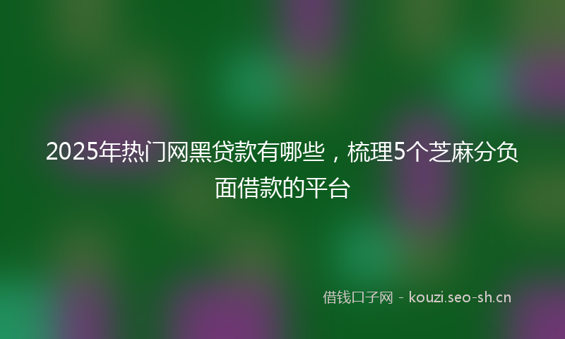2025年热门网黑贷款有哪些，梳理5个芝麻分负面借款的平台