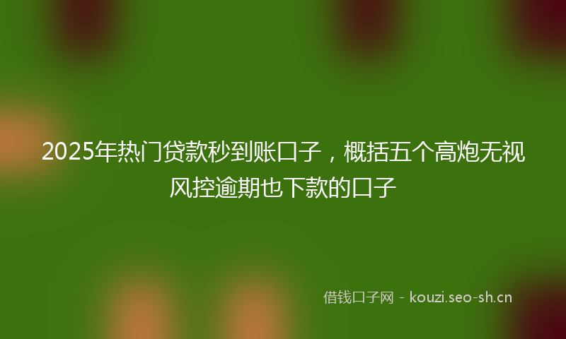 2025年热门贷款秒到账口子，概括五个高炮无视风控逾期也下款的口子