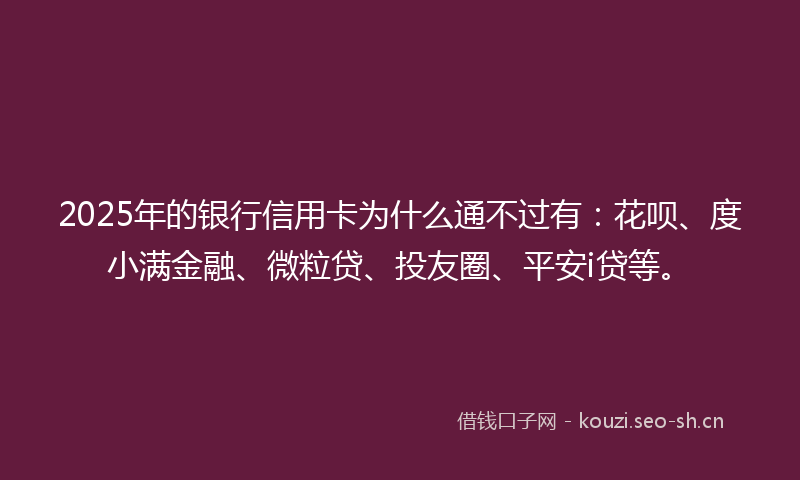 2025年的银行信用卡为什么通不过有：花呗、度小满金融、微粒贷、投友圈、平安i贷等。
