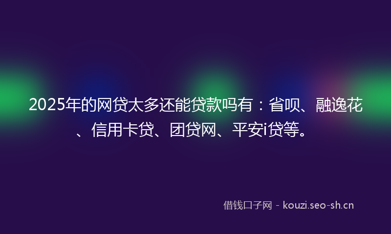2025年的网贷太多还能贷款吗有：省呗、融逸花、信用卡贷、团贷网、平安i贷等。