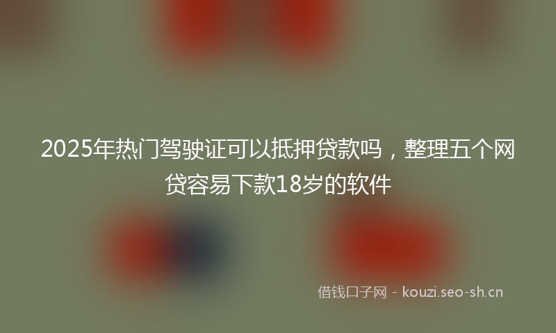 2025年热门驾驶证可以抵押贷款吗，整理五个网贷容易下款18岁的软件