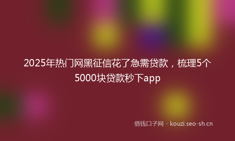 2025年热门网黑征信花了急需贷款，梳理5个5000块贷款秒下app