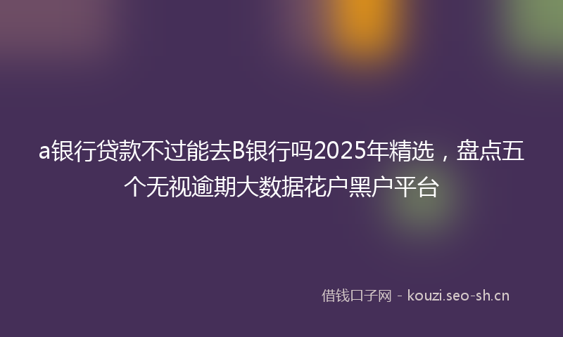 a银行贷款不过能去B银行吗2025年精选，盘点五个无视逾期大数据花户黑户平台