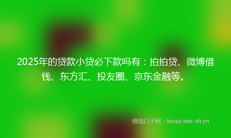 2025年的贷款小贷必下款吗有：拍拍贷、微博借钱、东方汇、投友圈、京东金融等。