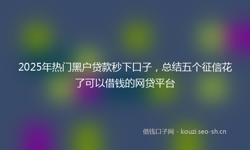 2025年热门黑户贷款秒下口子，总结五个征信花了可以借钱的网贷平台