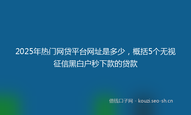 2025年热门网贷平台网址是多少，概括5个无视征信黑白户秒下款的贷款