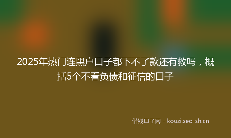 2025年热门连黑户口子都下不了款还有救吗，概括5个不看负债和征信的口子