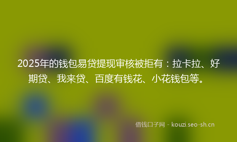 2025年的钱包易贷提现审核被拒有：拉卡拉、好期贷、我来贷、百度有钱花、小花钱包等。