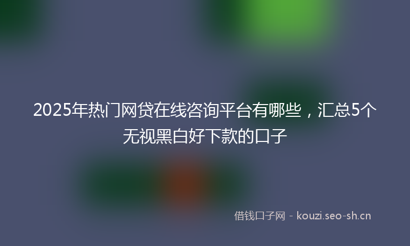 2025年热门网贷在线咨询平台有哪些，汇总5个无视黑白好下款的口子