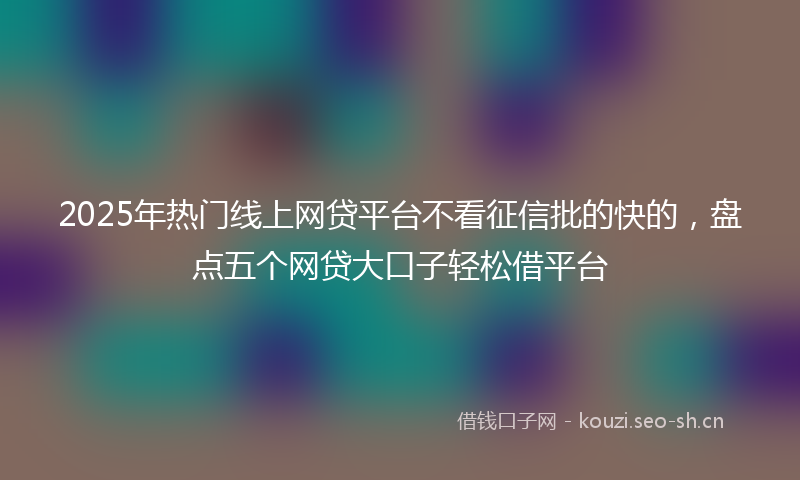 2025年热门线上网贷平台不看征信批的快的，盘点五个网贷大口子轻松借平台