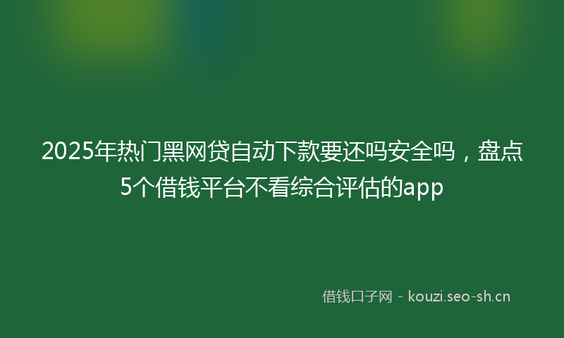 2025年热门黑网贷自动下款要还吗安全吗，盘点5个借钱平台不看综合评估的app