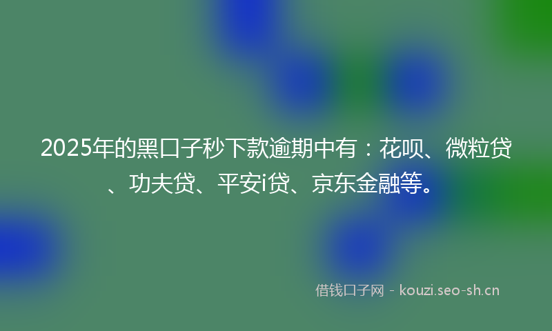 2025年的黑口子秒下款逾期中有:花呗、微粒贷、功夫贷、平安i贷、京东金融等。