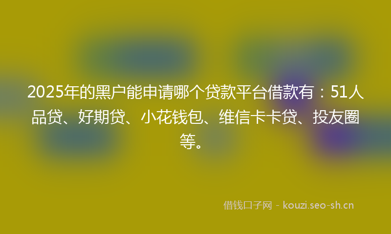 2025年的黑户能申请哪个贷款平台借款有：51人品贷、好期贷、小花钱包、维信卡卡贷、投友圈等。