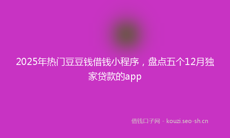 2025年热门豆豆钱借钱小程序，盘点五个12月独家贷款的app