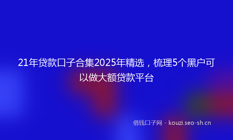 21年贷款口子合集2025年精选，梳理5个黑户可以做大额贷款平台