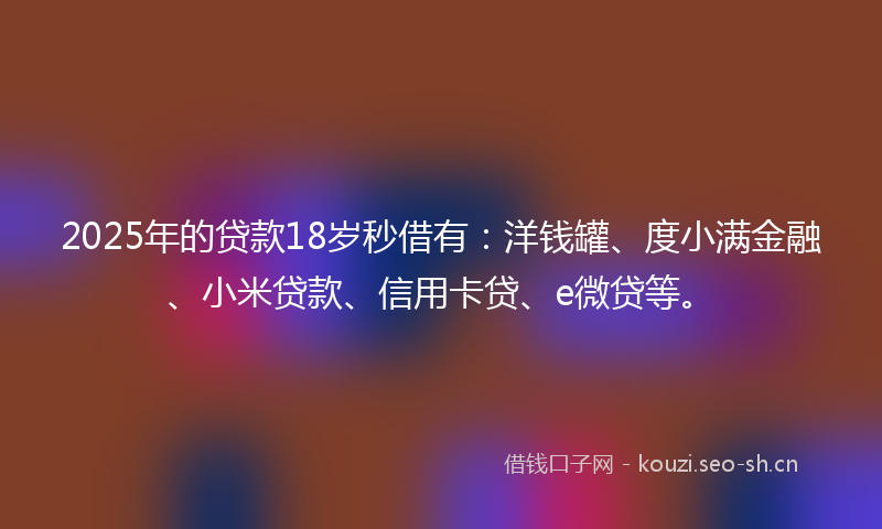 2025年的贷款18岁秒借有：洋钱罐、度小满金融、小米贷款、信用卡贷、e微贷等。