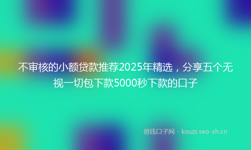 不审核的小额贷款推荐2025年精选,分享五个无视一切包下款5000秒下款的口子