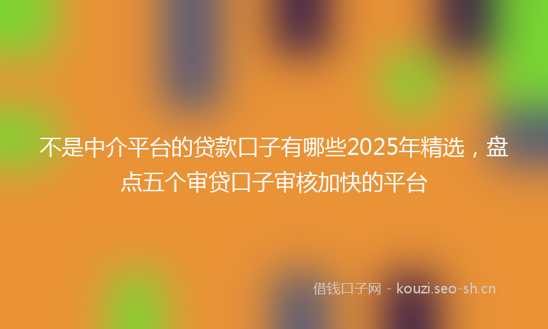 不是中介平台的贷款口子有哪些2025年精选,盘点五个审贷口子审核加快的平台